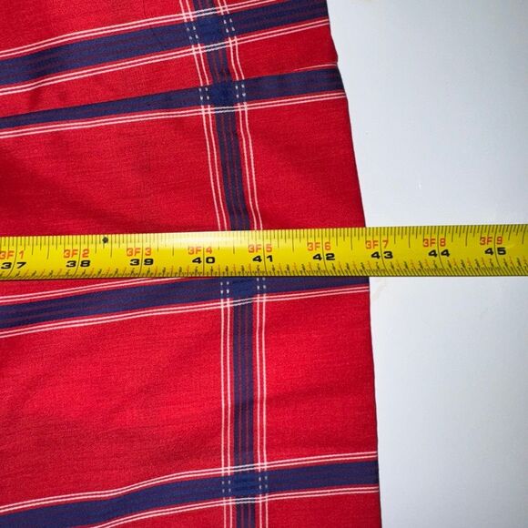 Vintage 50s Serbin Petite Red & Navy Plaid Belted Button-Front Dress | Made in U - Picture 11 of 11
